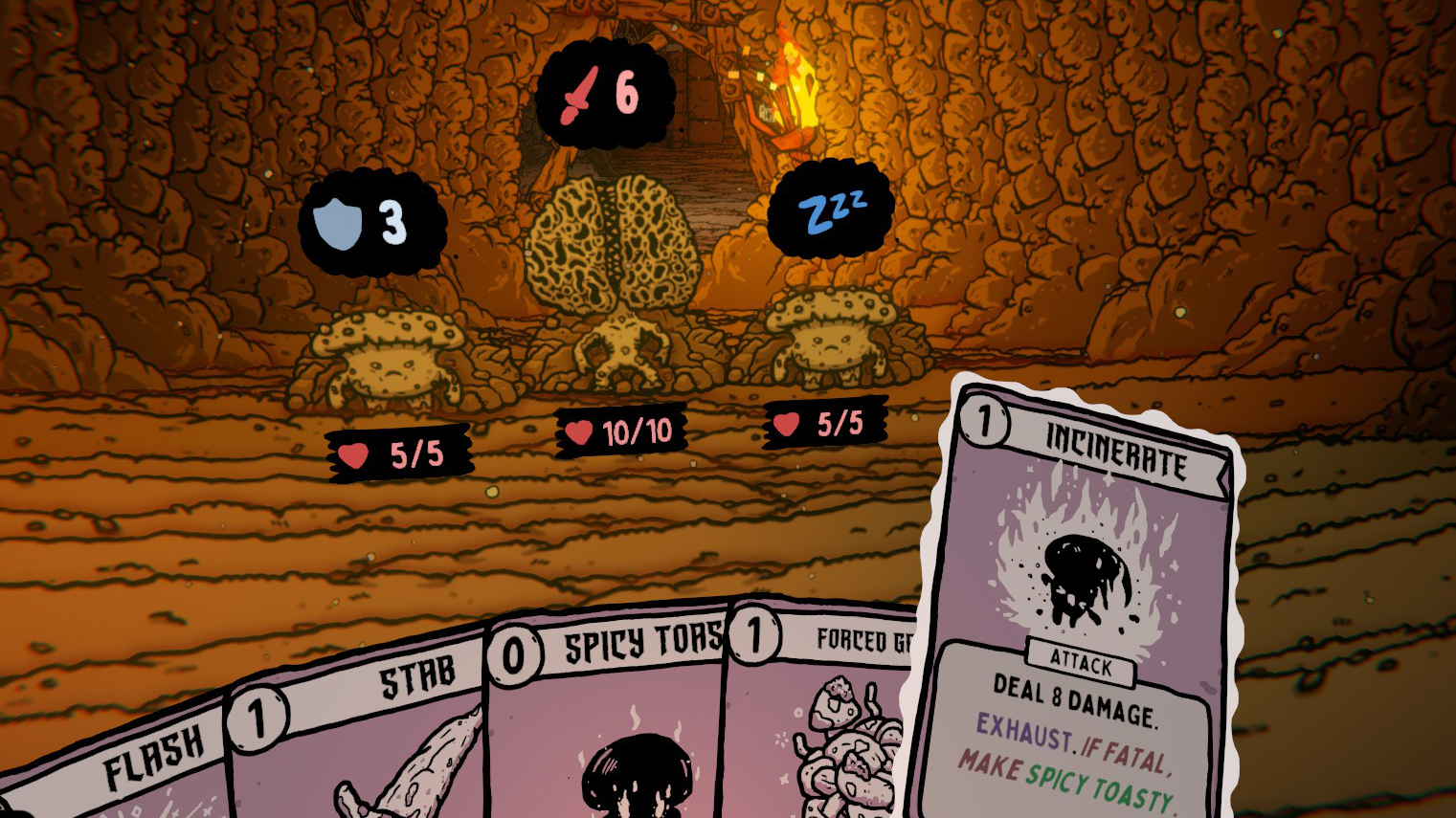 Using cards to fight mushroom monsters