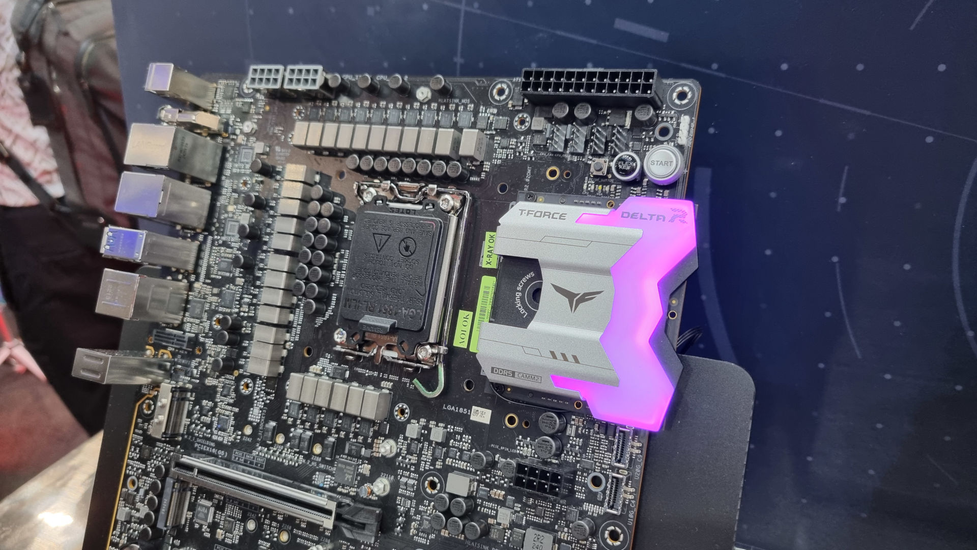 A photo of Team Group's CAMM2 memory presentation at Computex 2025