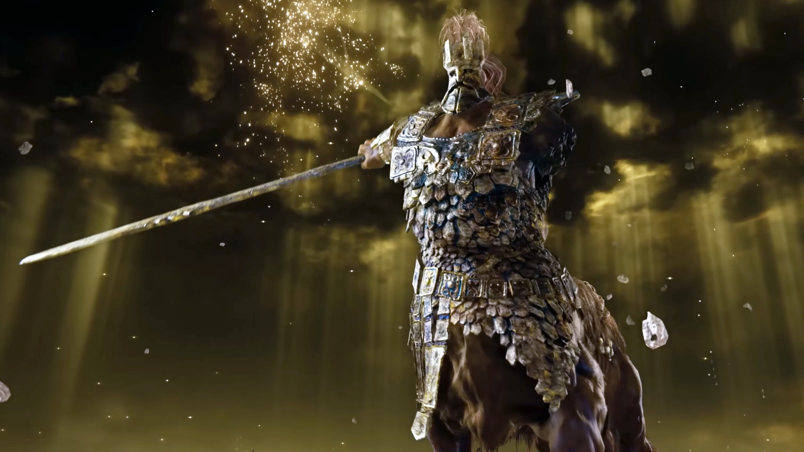 Elden Ring Nightreign Darkdrift Knight Fulghor guide: The Champion of Nightglow, a centaur, with his spear out to his right side.